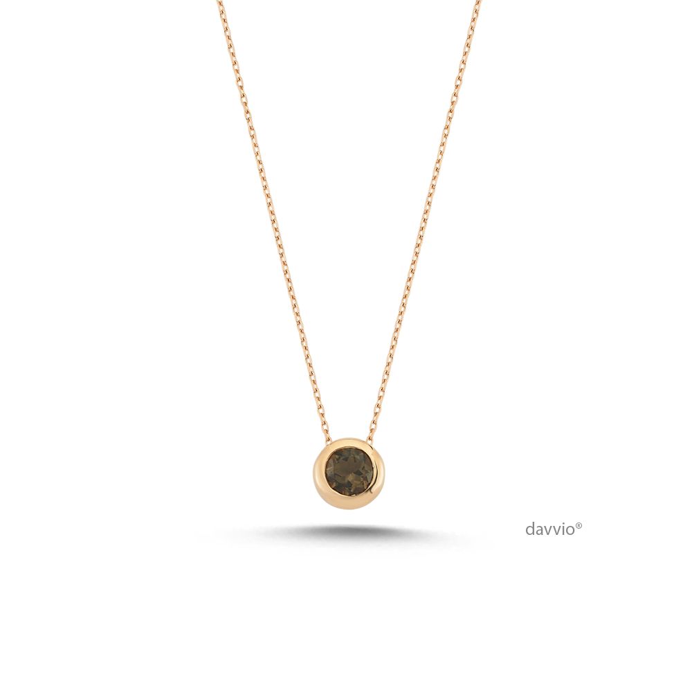 0.40 Karat Smoky Topaz Taşlı Altın Kolye