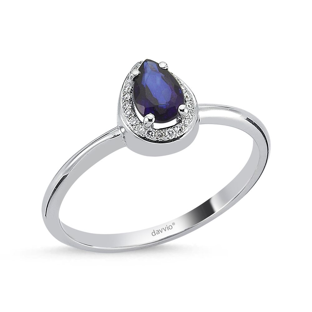 0.55 Karat Pırlanta ve Safir Taşlı Altın Yüzük