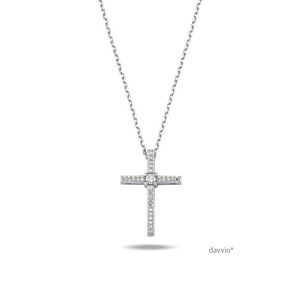 0.07 Karat Pırlanta Beyaz Altın Haç(Cross) Kolye