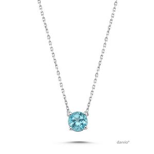 0.90 Karat Blue Topaz Taşlı Altın Kolye