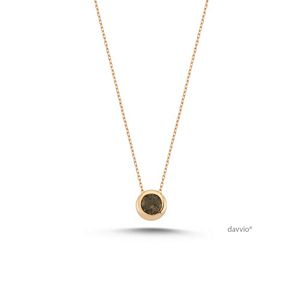 0.40 Karat Smoky Topaz Taşlı Altın Kolye