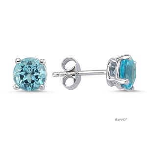 1.80 Karat Blue Topaz Taşlı Altın Küpe